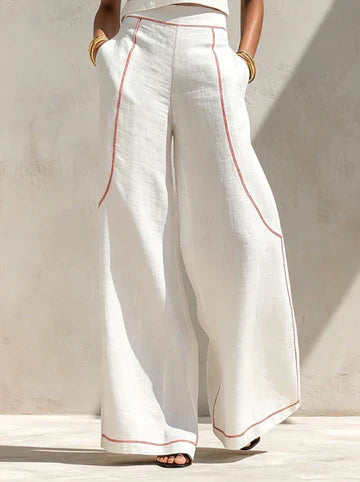 VITTORIA | CONJUNTO BLANCO CON TOP SIN MANGAS Y PANTALON DE PERNERA ANCHA