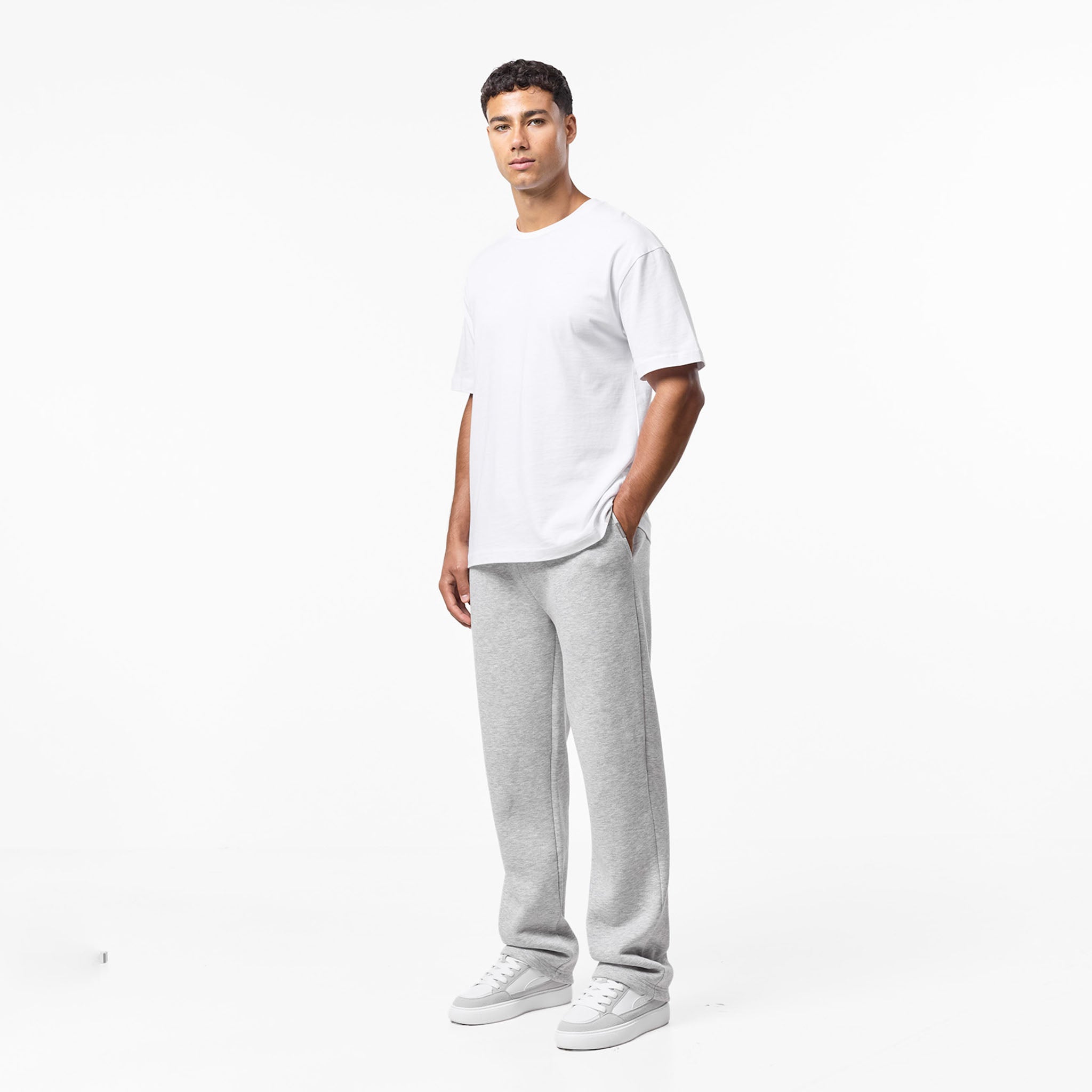 LEONARD | PANTALONES DE CHÁNDAL HOLGADOS CON ABERTURAS, GRIS JASPEADO