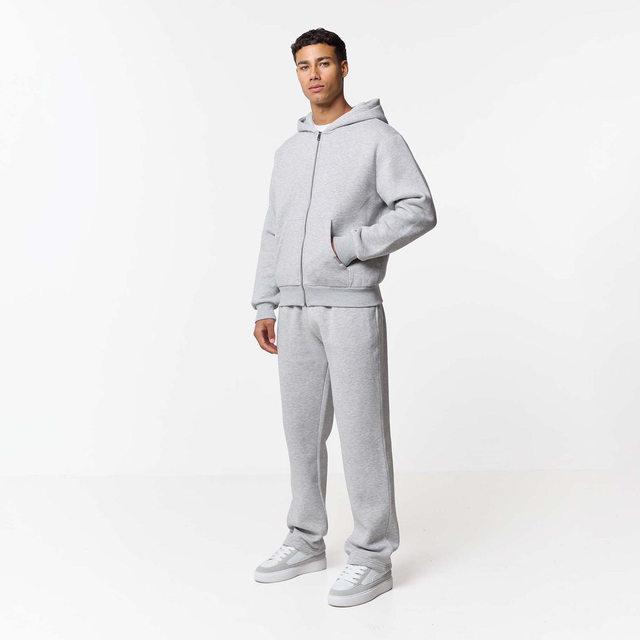 LEONARD | PANTALONES DE CHÁNDAL HOLGADOS CON ABERTURAS, GRIS JASPEADO