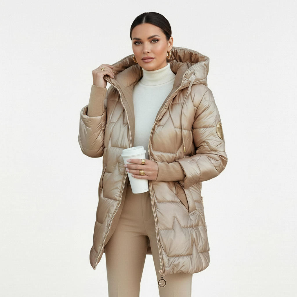 LINA | CHAQUETA ALCOCHADA LARGA Y CÁLIDA CON CAPUCHA AMPLIA