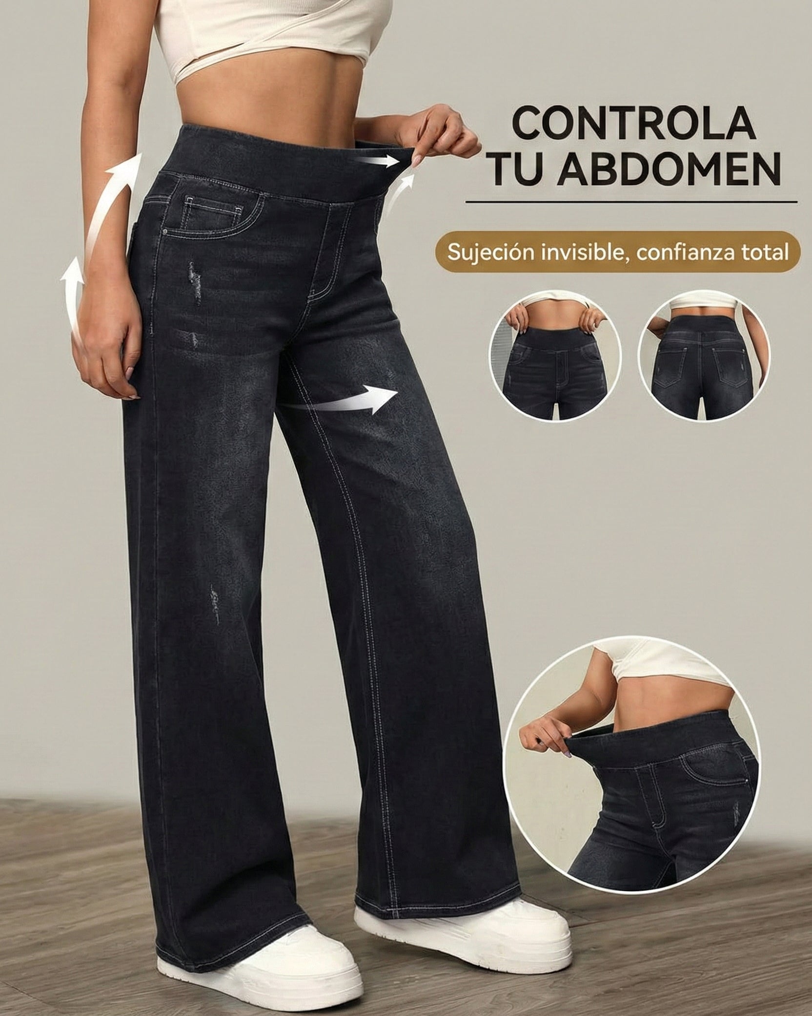PANTALONES ANCHOS CON CONTROL DE ABDOMEN