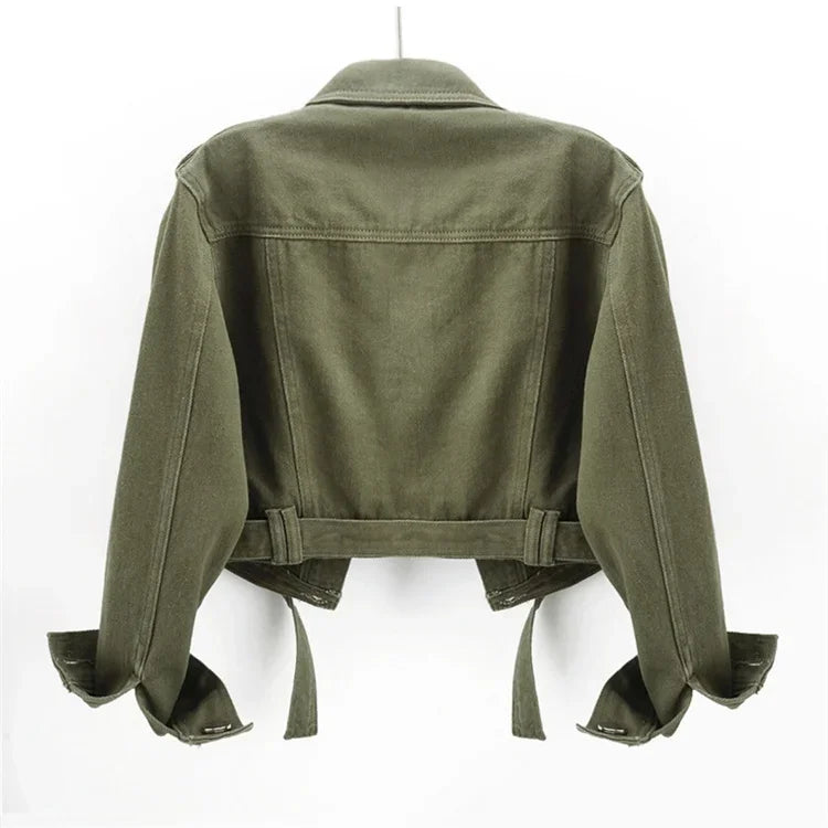 CHAQUETA VAQUERA VERDE MILITAR PARA MUJERES