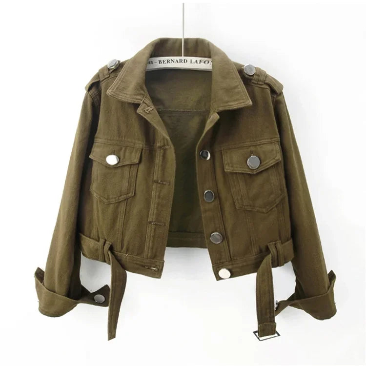 CHAQUETA VAQUERA VERDE MILITAR PARA MUJERES