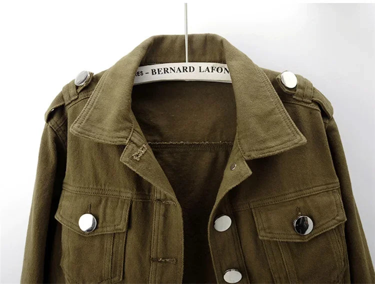 CHAQUETA VAQUERA VERDE MILITAR PARA MUJERES