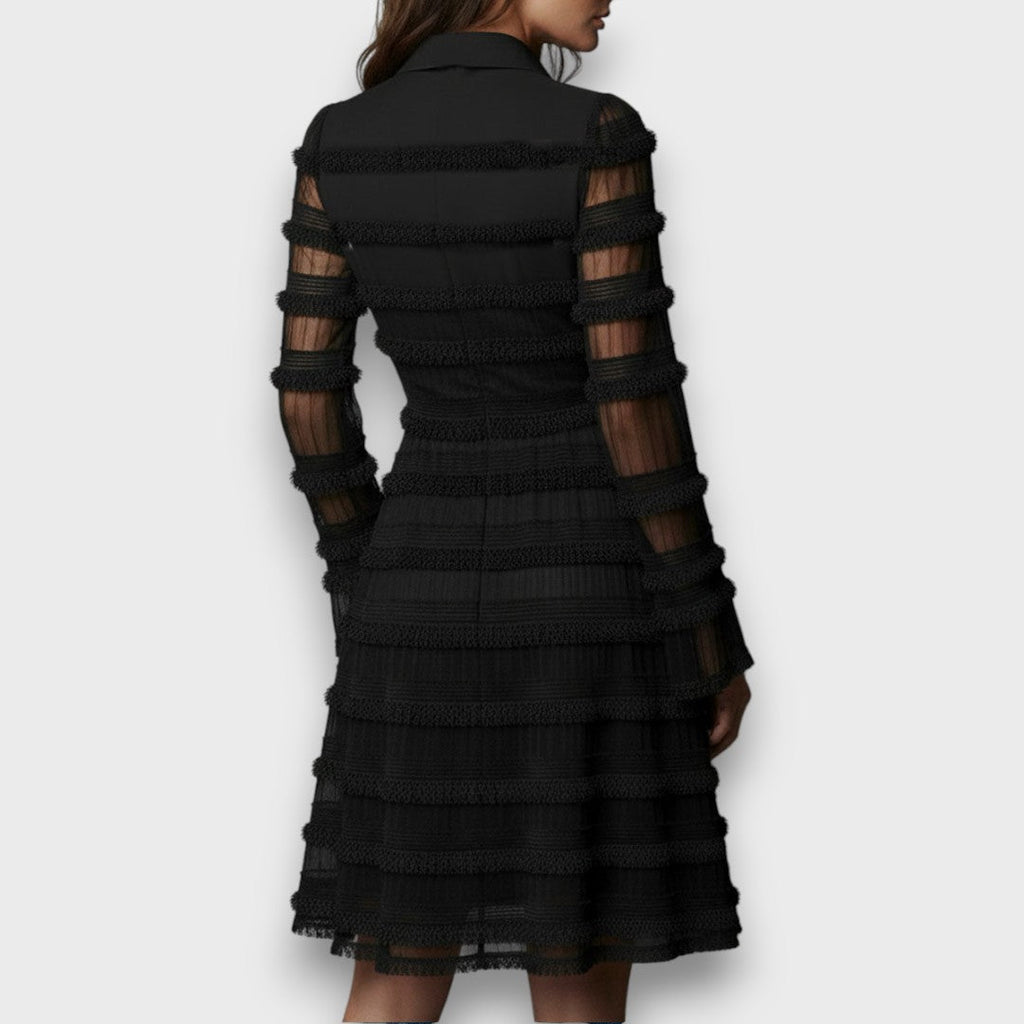 PARISA | VESTIDO MIDI CON FLECOS