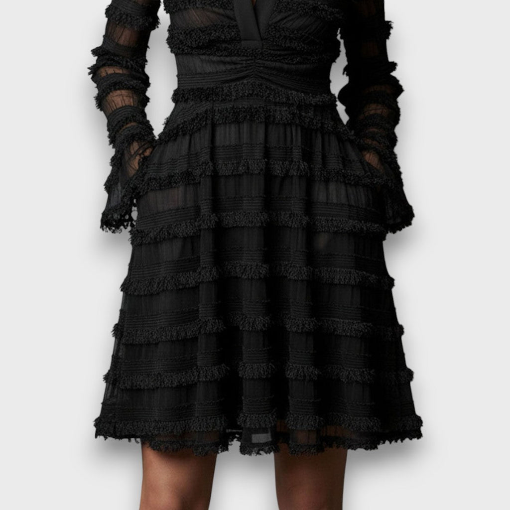 PARISA | VESTIDO MIDI CON FLECOS