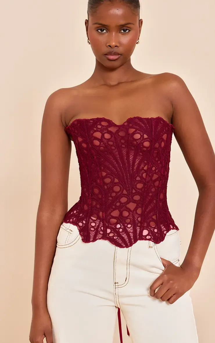 LIV | ELEGANTE TOP TIPO CORSÉ CON ENCAJE FINO