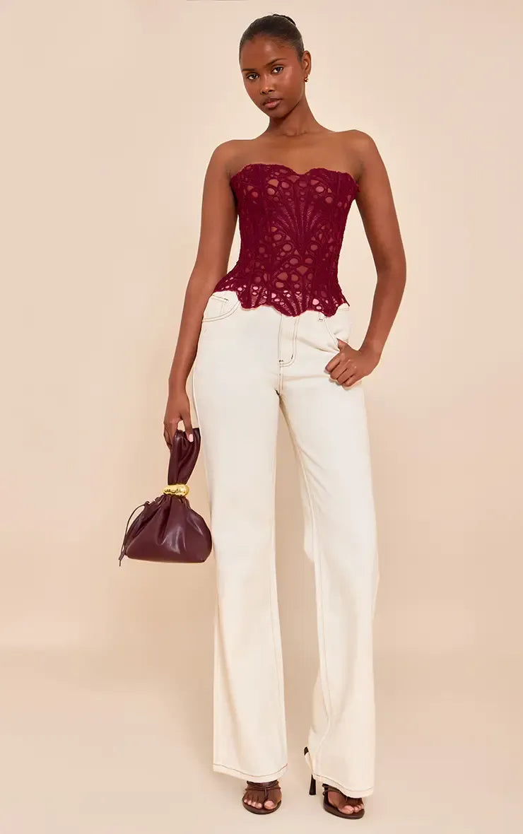 LIV | ELEGANTE TOP TIPO CORSÉ CON ENCAJE FINO